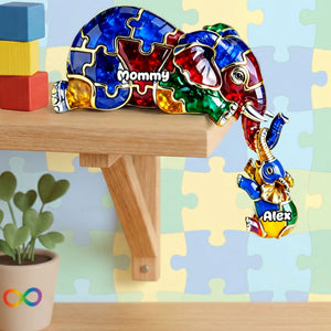 Autism Elephant Mom And Kid Acrylic Plaque - Personalized Gifts For Autism Mom Plaque 04TGTI270226-Homacus