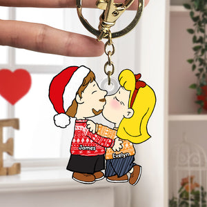 Personalized Gifts For Couple Christmas Keychain Kissing Couple 052ACTI151124HG-Homacus