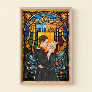 Personalized Gifts For Couple Light Frame Wizard & Witch With Stained Glass Art-Homacus