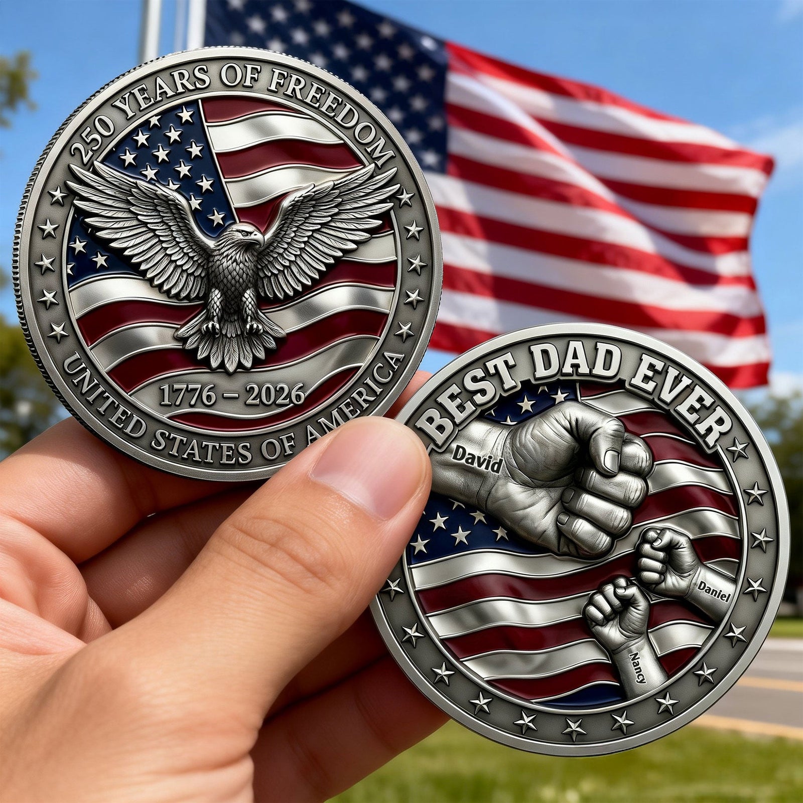 250th Anniversary USA Printed Metal Coin - Personalized Gifts For Dad 03nati270226