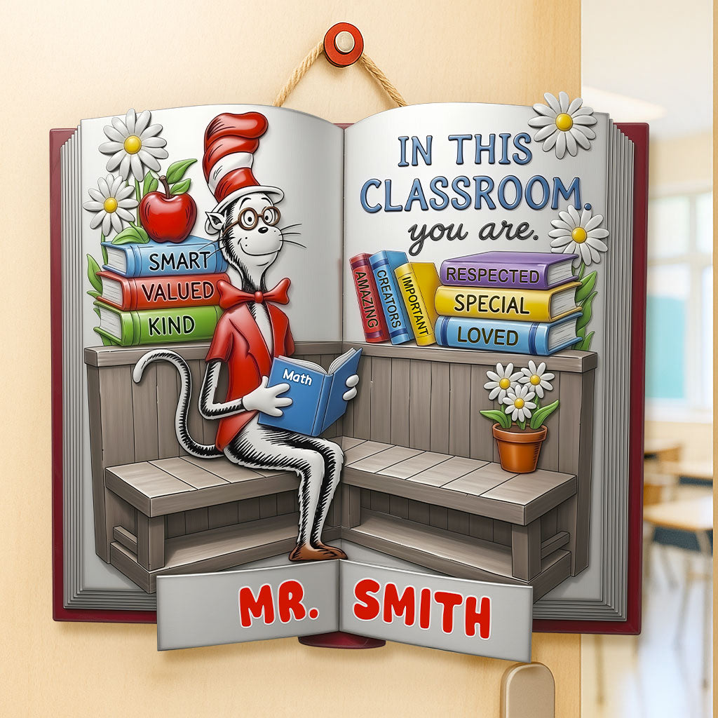 Red Hat Cat Wood Sign - Personalized Gifts For Teachers 04tgti070725-Homacus