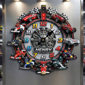 Racing Cars Acrylic Hanging Wall Clock - Personalized Gifts For Racing Lovers 04huti160326-Homacus