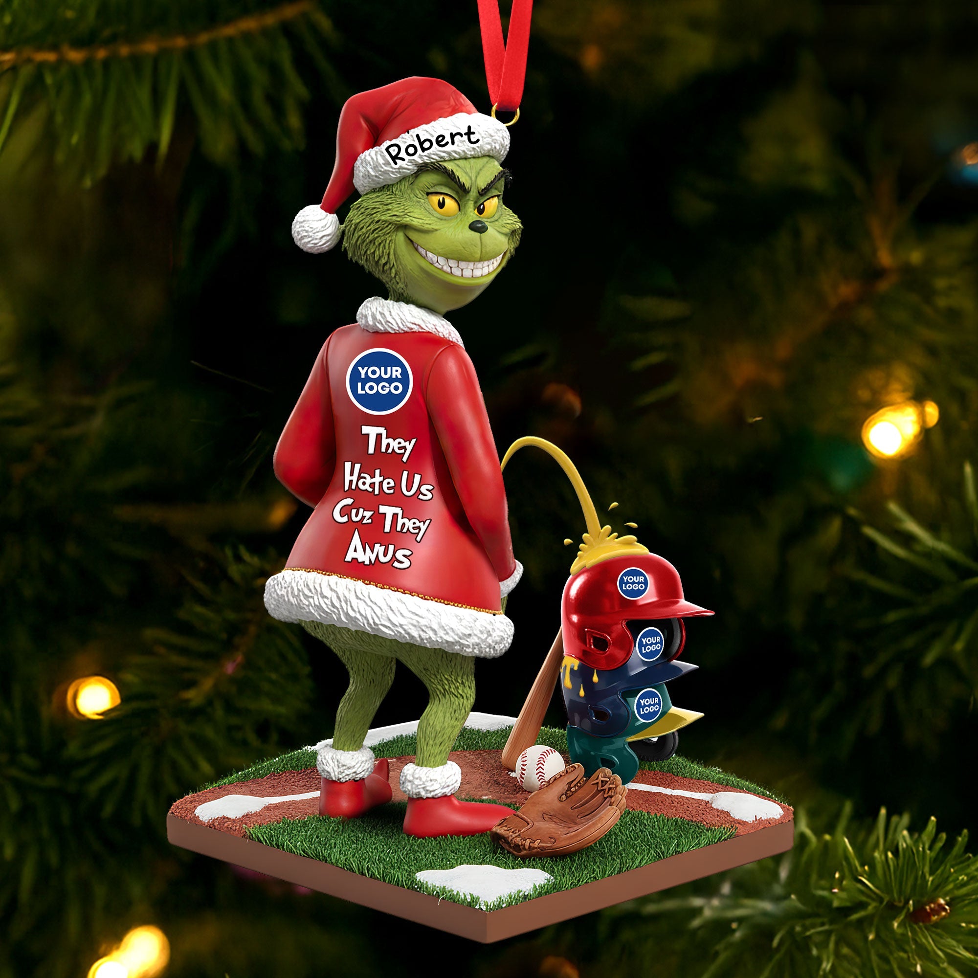 Naughty Green Monster Personalized Gifts For Baseball Lovers Christmas Ornament 02huti011025-Homacus