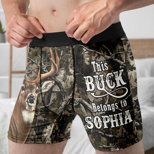 Personalized Gifts For Hunting Men's Boxer, This Buck Belongs To [Custom Name] 05qhti231224-Homacus