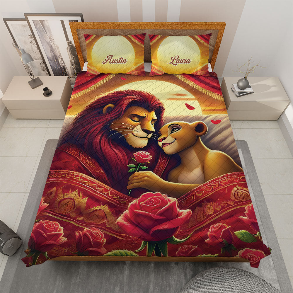 Personalized Gifts For Lion Couple Quilt Bed Set 01ohti241224-Homacus