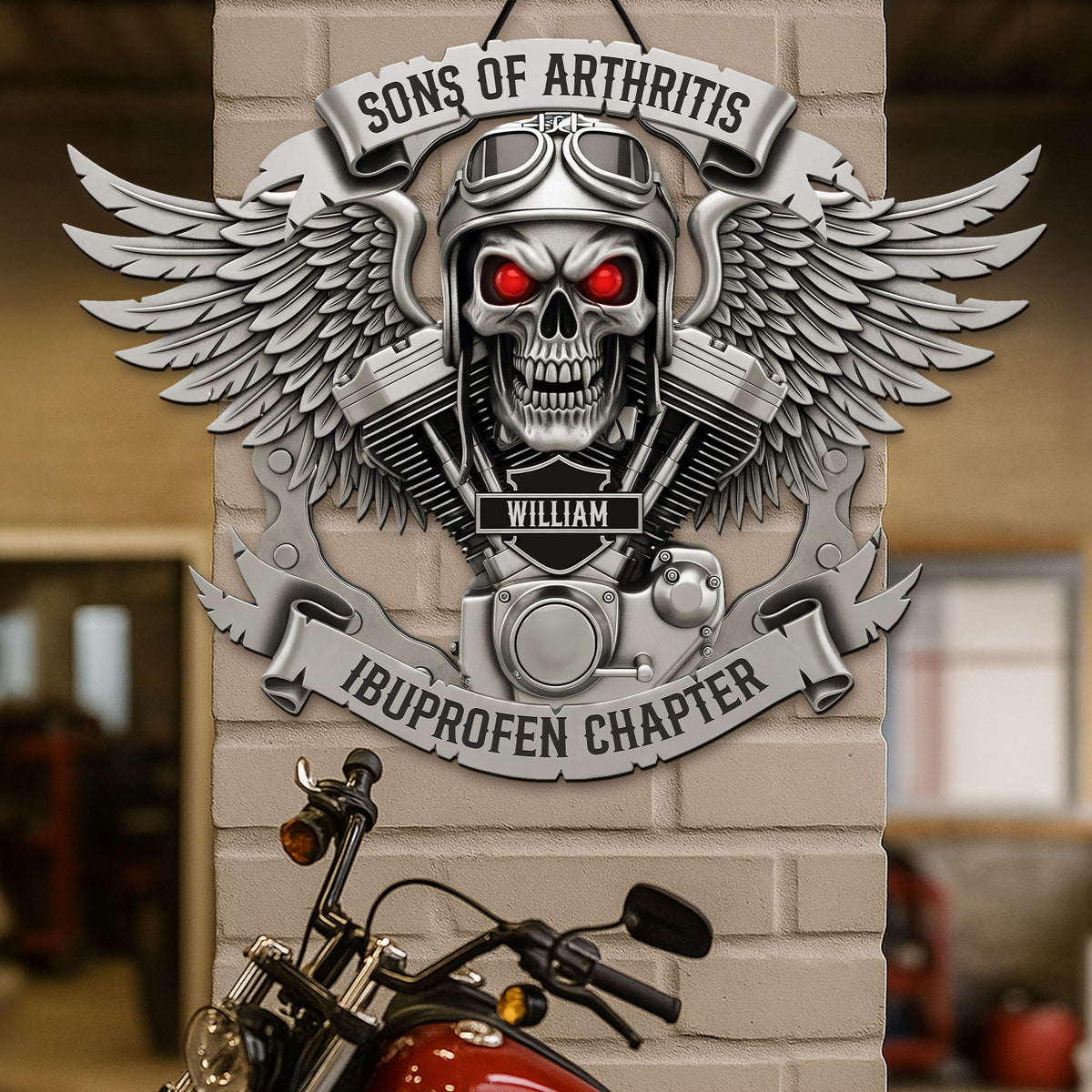 Motorcycle Skull Metal Sign - Personalized Gifts For Biker 06qhti120625-Homacus