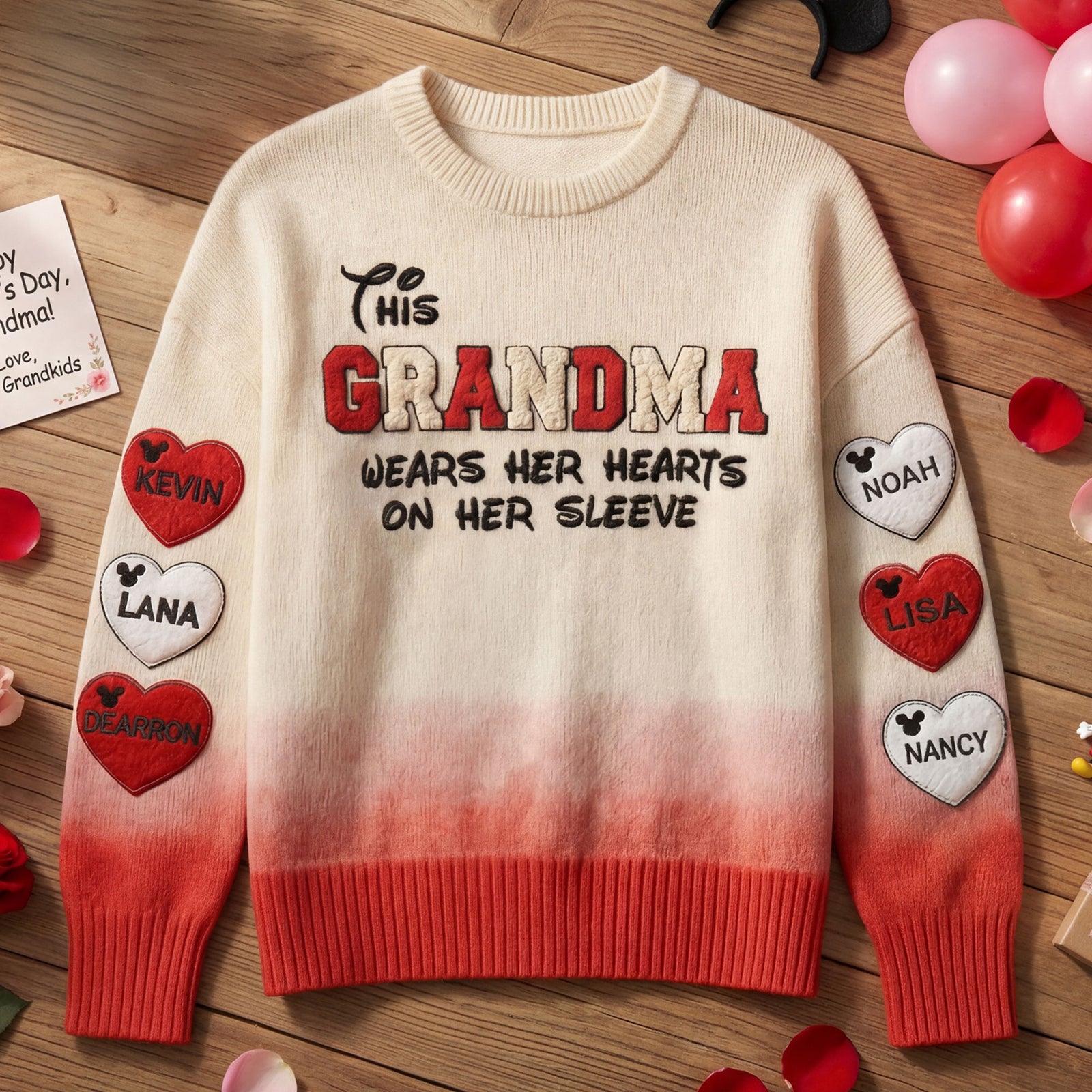 Hearts On My Sleeve Sweater - Personalized Gifts For Mom 03KITI030326-Homacus
