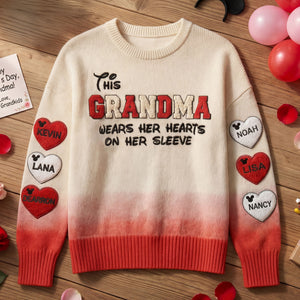 Hearts On My Sleeve Sweater - Personalized Gifts For Mom 03KITI030326-Homacus