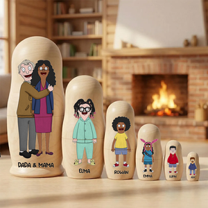 Quirky Family Wooden Nesting Dolls - Personalized Father's Day Gifts 041qhhu090426-Homacus