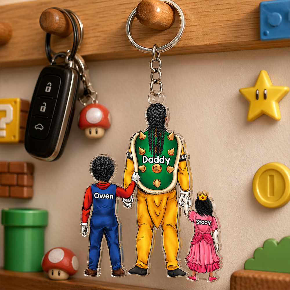 Retro Game Dad Keychain - Personalized Gifts For Father's Day Keychain 051QHHU160525PA-Homacus