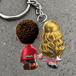 Personalized Gifts For Couple Keychain Cartoon Couple Backview 03OHTI191224-Homacus