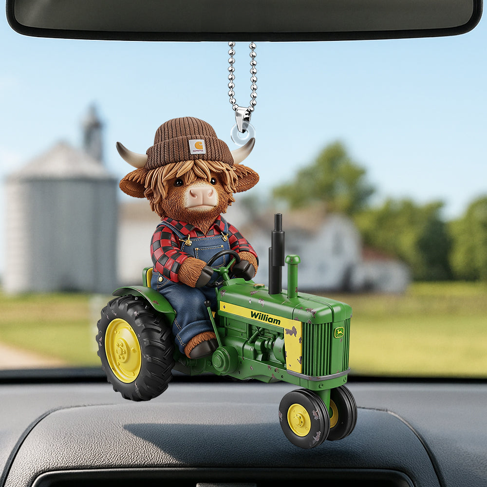 Highland Cow Car Ornament - Personalized Gifts For Farmers 03nati040925-Homacus