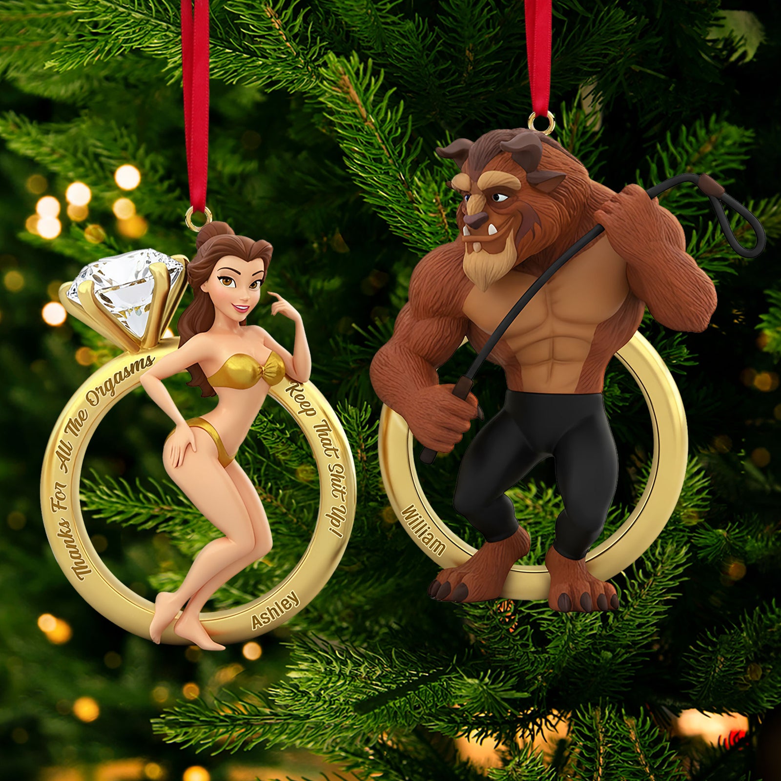 Cheeky Couple Set Ornament - Personalized Gifts For Couple 03nati160925-Homacus