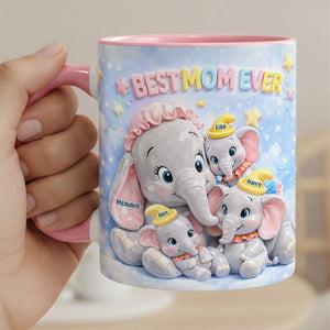 Elephant Mom And Kids Coffee Accent Mug - Personalized Gifts For Mother's Day Coffee Mug 02HUTI050226-Homacus