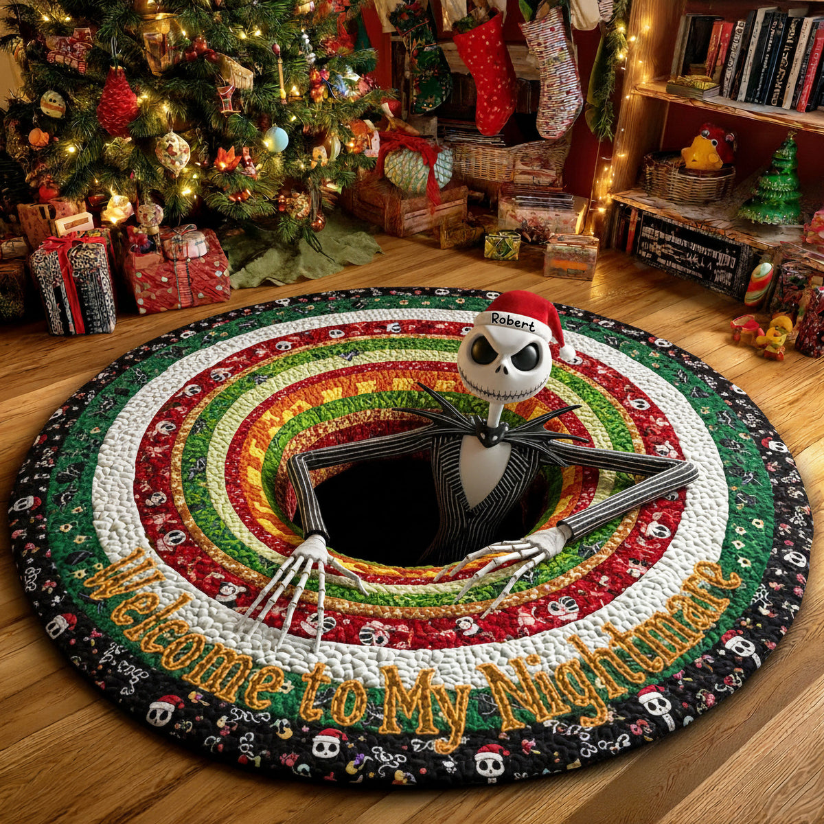 Personalized Spooky Christmas Gifts For Horror Fans Quilted Round Mat 05tgti300925-Homacus