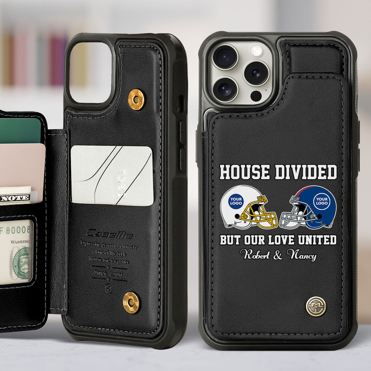 Personalized Gifts For American Football Couple Leather Flip Wallet Phone Case 07huti210225-Homacus