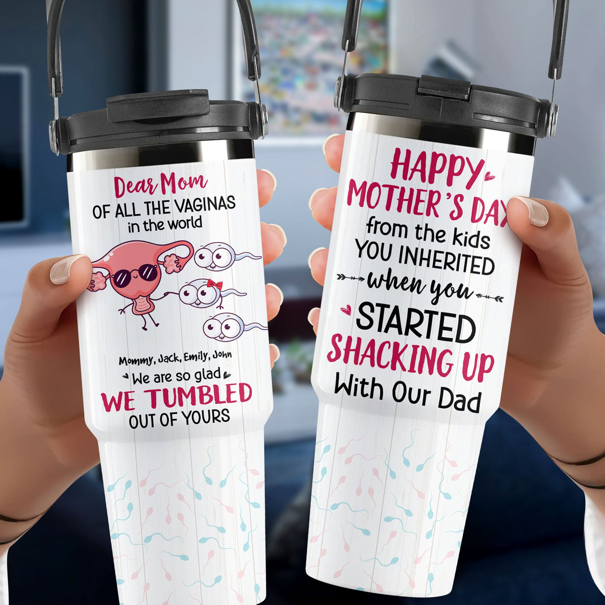 Personalized Gifts For Mom Tumbler Cup Mother's Day Vagina Mom And Kids 01NATI020425-Homacus
