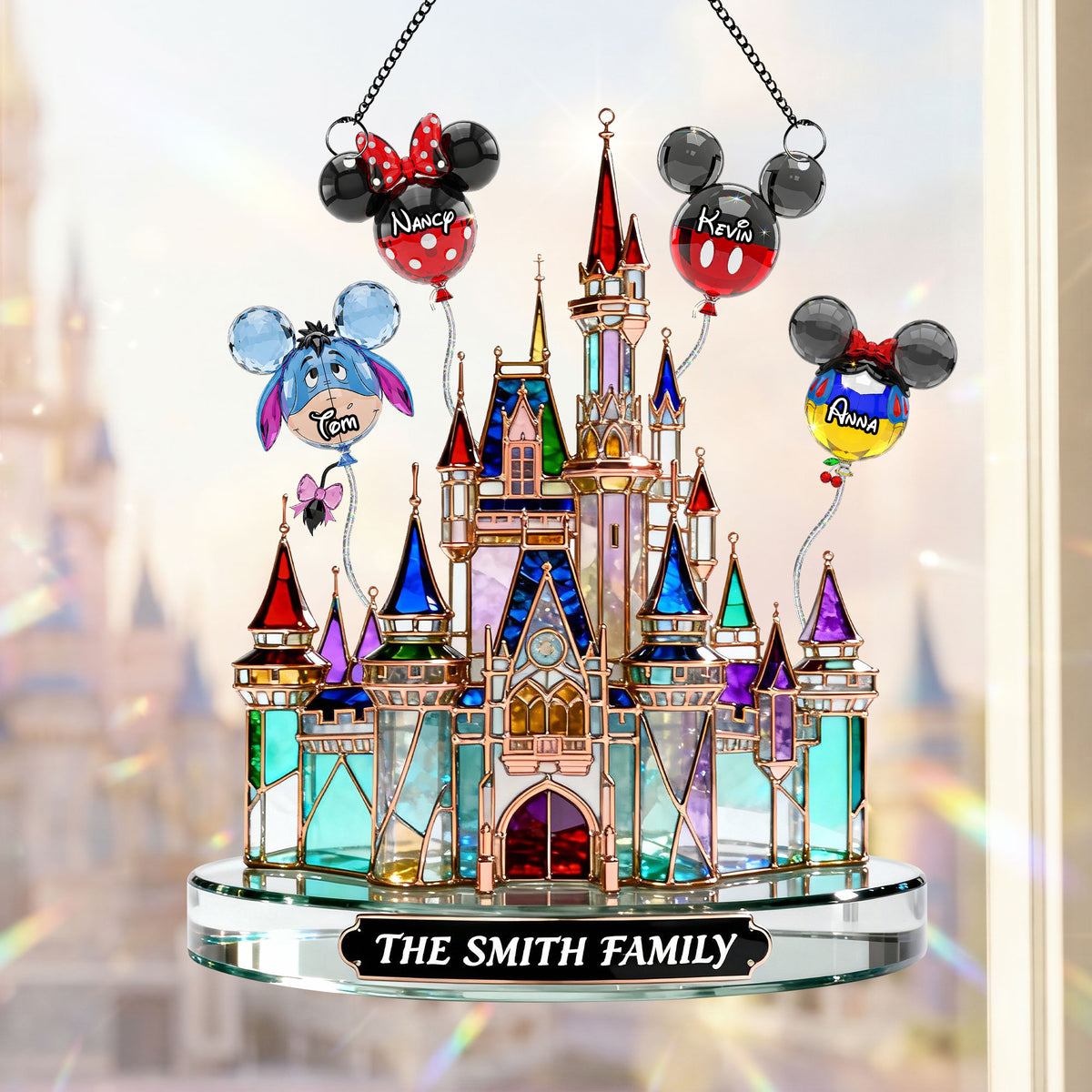 Childhood Balloon Castle Suncatcher - Personalized Gifts For Family Suncatcher Ornament 03OHTI231225-Homacus
