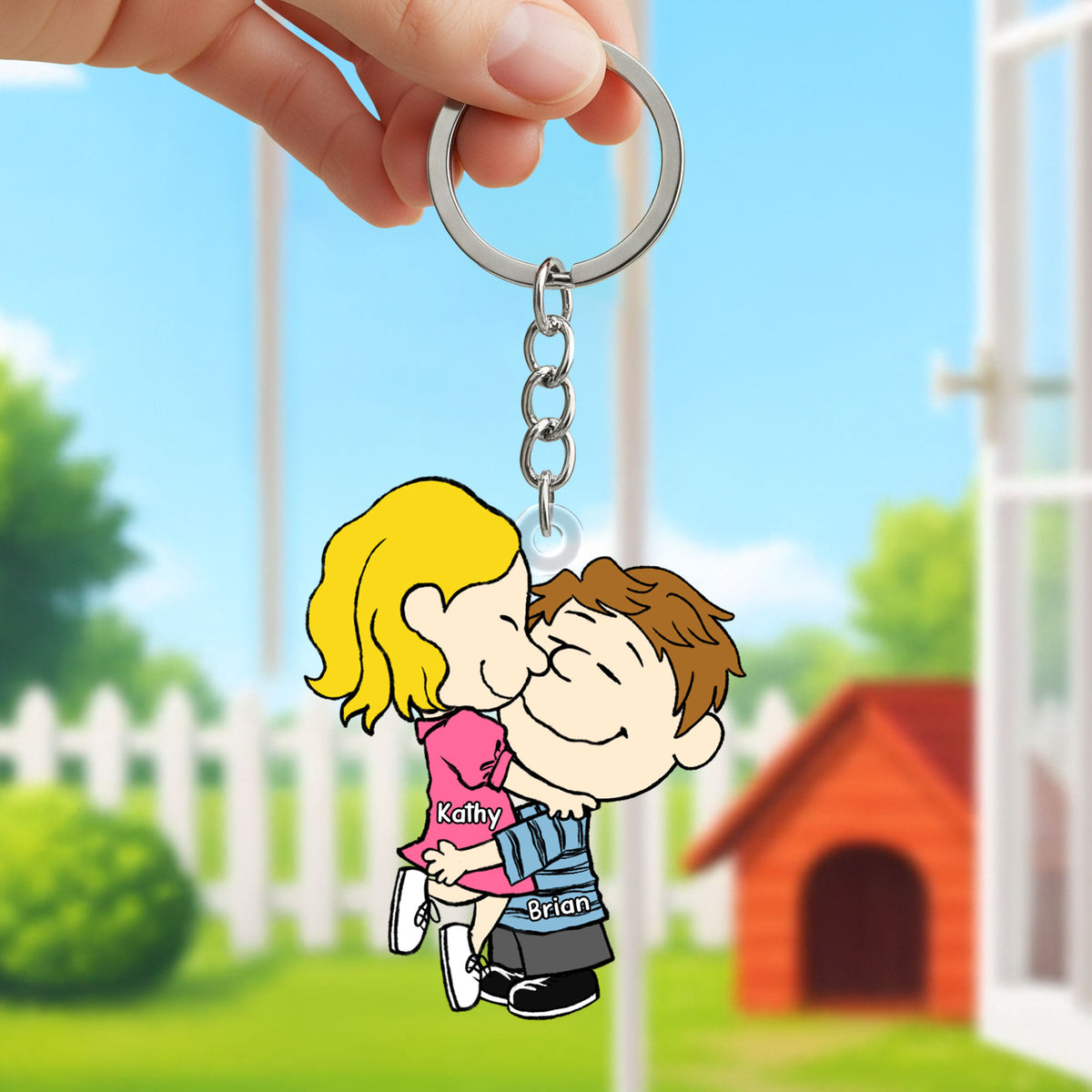 Couple Keychain - Embracing In Love - Personalized Anniversary Gifts For Couple-Homacus