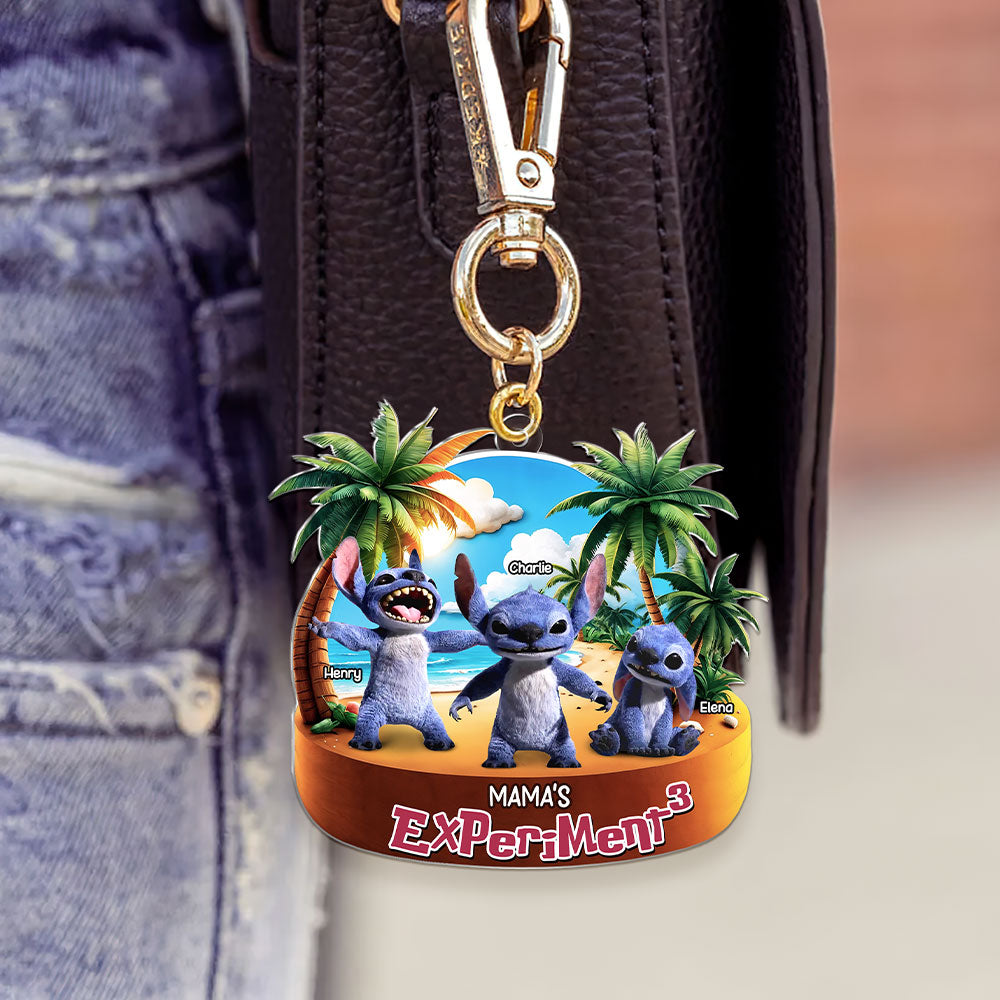 Personalized Gifts For Mom Keychain, Mischievous Blue Alien On Beach 02qhti130225-Homacus