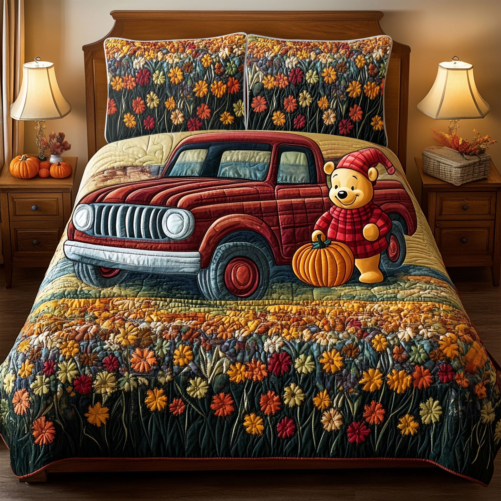 Autumn Truck Quilt Bedding Set - Personalized Gifts For Truck Lovers 02tgti130825-Homacus