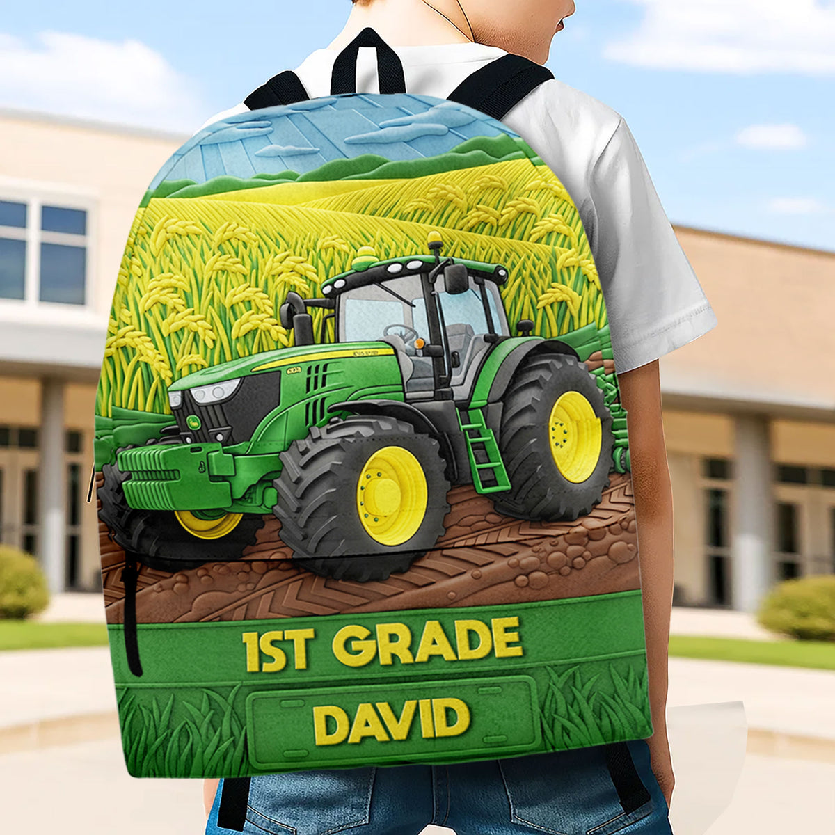 Green Tractor Backpack - Personalized Gifts For Kids 04nati290725-Homacus