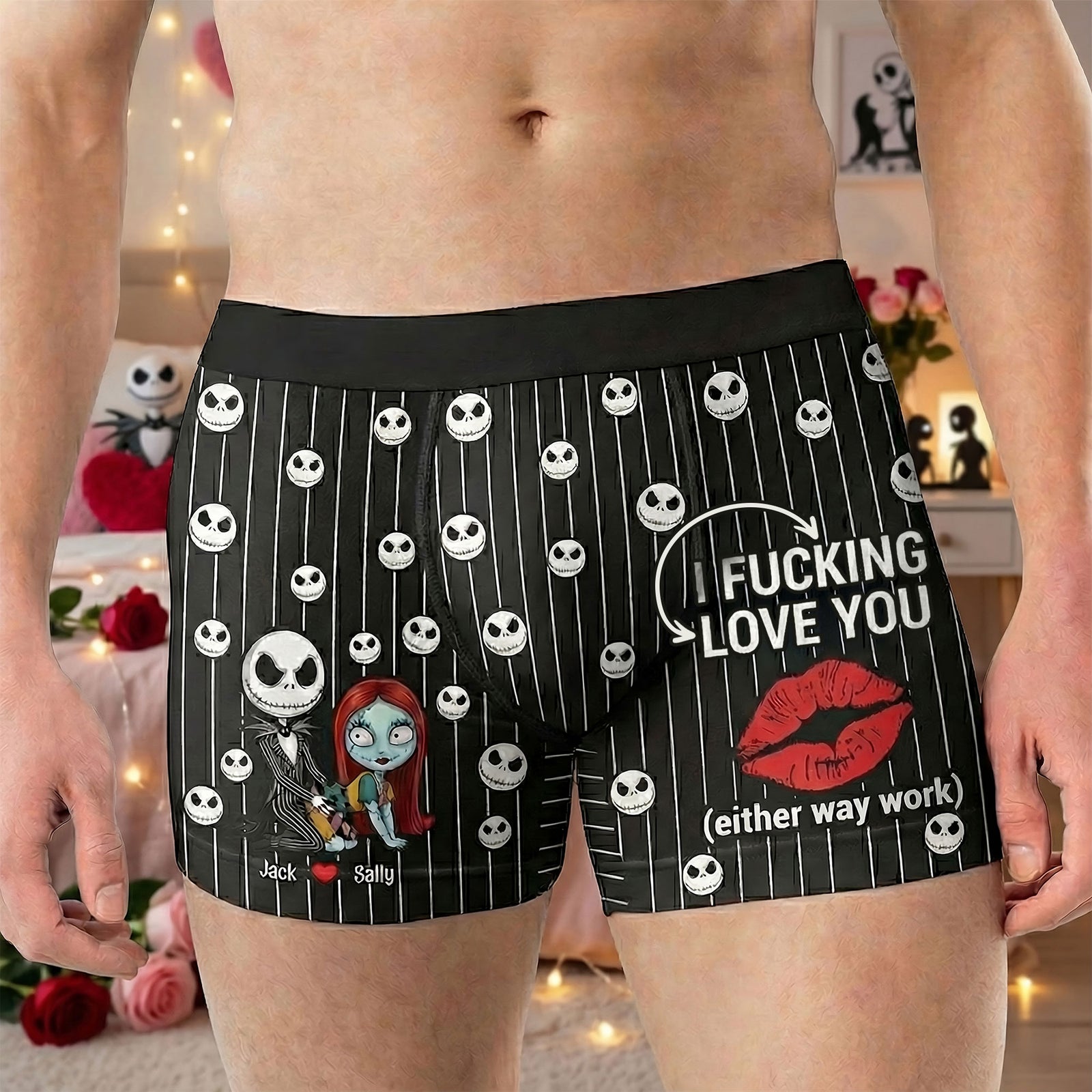 Funny Spooky Couple Boxer - Personalized Gifts For Husband Men's Boxers 03TGTI120125-Homacus