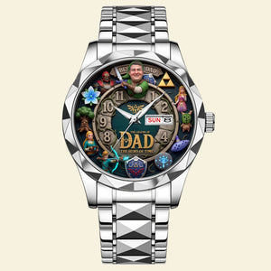 Custom Photo Time Master Dad Stainless Steel Men Watch, Personalized Gifts For Dad 03QHTI290426-Homacus
