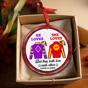 Personalized Gifts For Couple Ceramic Ornament 01huti101023 Horse Racing Fans-Homacus