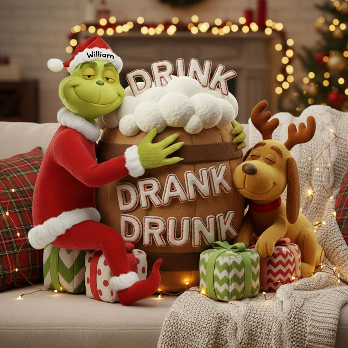 Funny Drunk Green Monster Custom Pillow - Personalized Gifts For Christmas Pillow 04PATI121125-Homacus