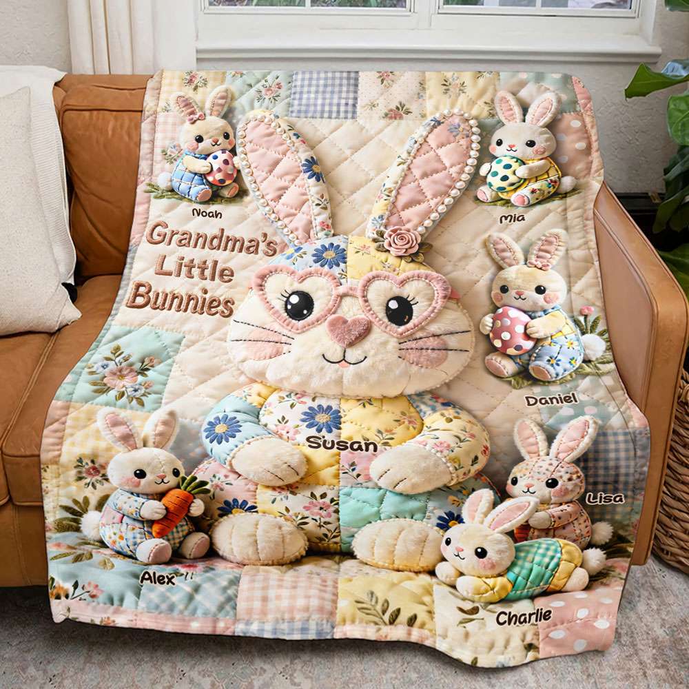 Easter Mom And Bunnies Blanket - Personalized Gifts For Mom Blanket 03NATI250226-Homacus