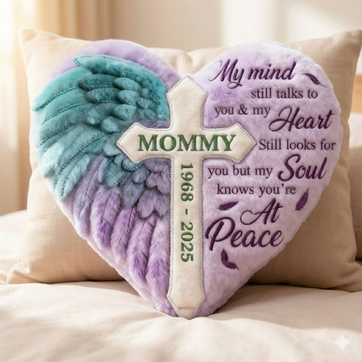 Heaven Angel Wing Shaped Pillow - Personalized Keepsake To Remember Loved One 03QHTI191225-Homacus