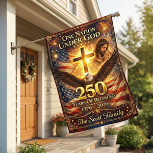 Patriotic 250th Anniversary Christian House Flag - Personalized Gifts For Christians 02HUTI260226-Homacus