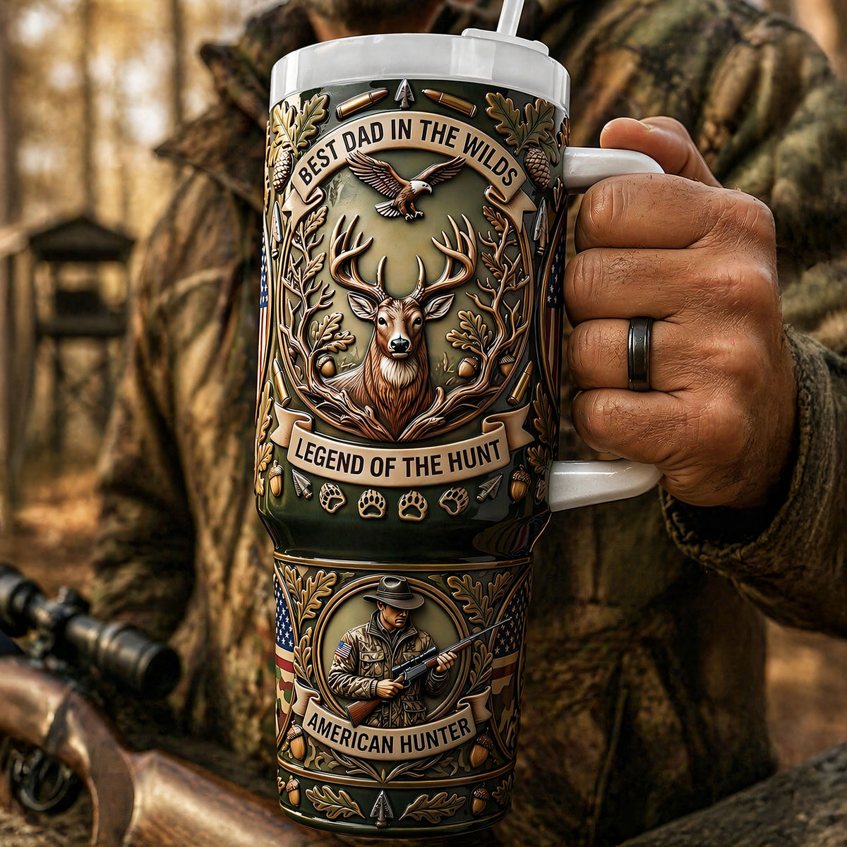Best Dad In The Wilds 40oz Tumbler Handle - Personalized Gifts For Dad 05TYTI240426-Homacus