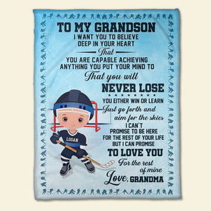 Gift For Kid, Personalized Blanket, Hockey Kid Blanket-Homacus