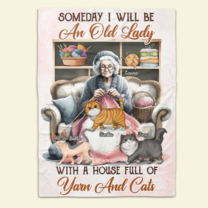 Personalized Gifts For Knitting Cat Lady Blanket 01QHTI040924-Homacus