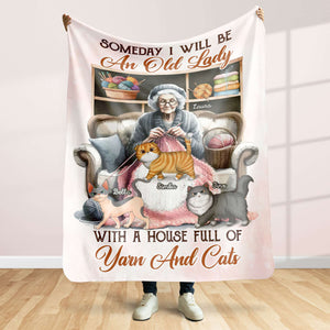 Personalized Gifts For Knitting Cat Lady Blanket 01QHTI040924-Homacus