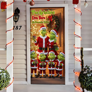 Green Monster Family Door Cover - Personalized Gifts For Family Christmas Door Cover 06PGTI011125-Homacus