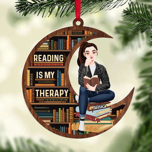 Personalized Gift For Book Lovers, Reading Is My Therapy Acrylic Ornament 02TOTI200924PA-Homacus