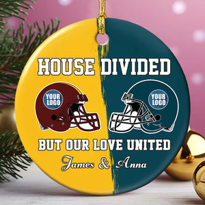 Football House Divided Ornament - Custom Team Logo Gifts For Family Football Fans-Homacus