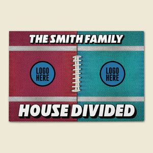 Football House Divided Doormat - Custom Team Logo Gifts For Football Lovers-Homacus