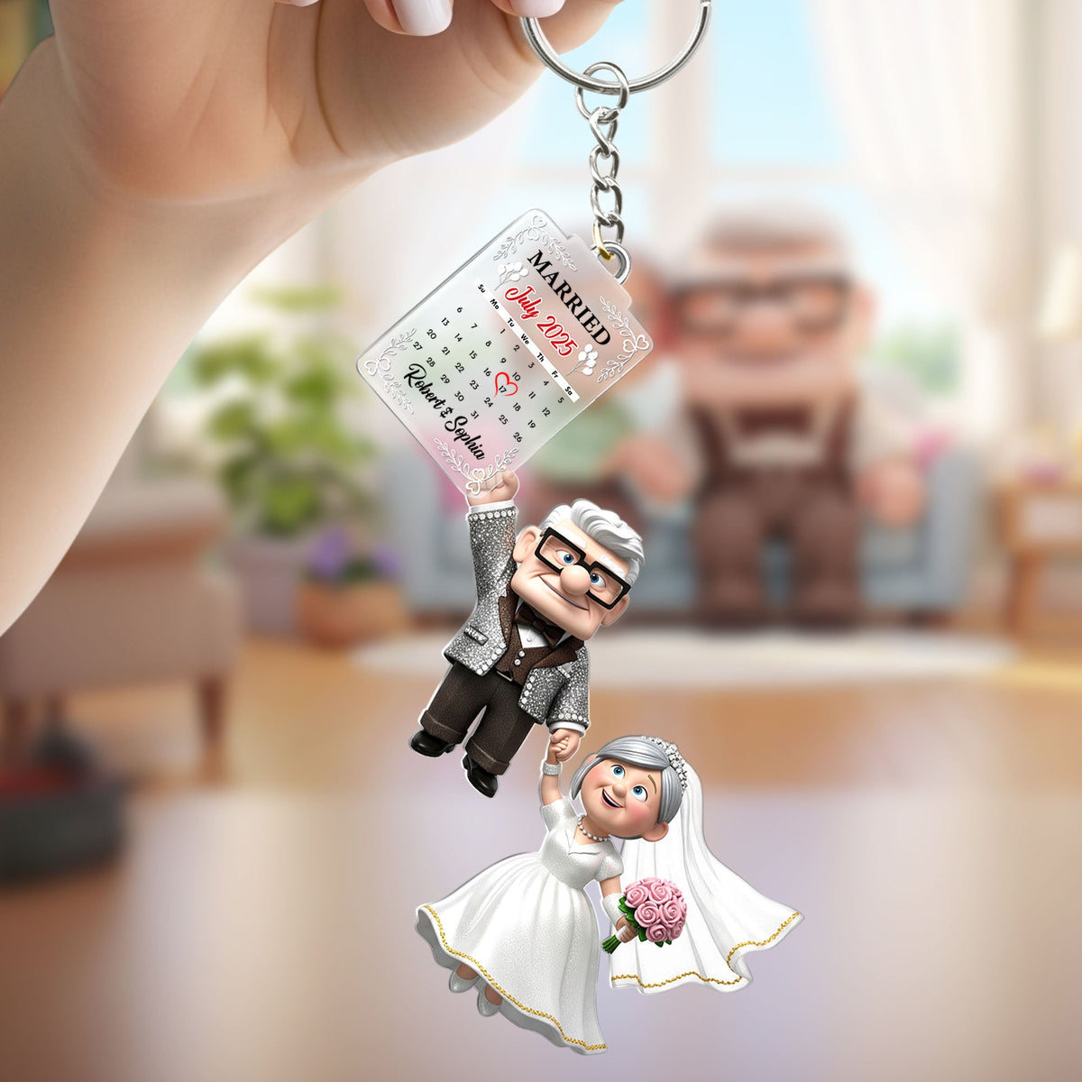 Old Wedding Couple Keychain - Personalized Gifts For Couple 01ohti270625-Homacus