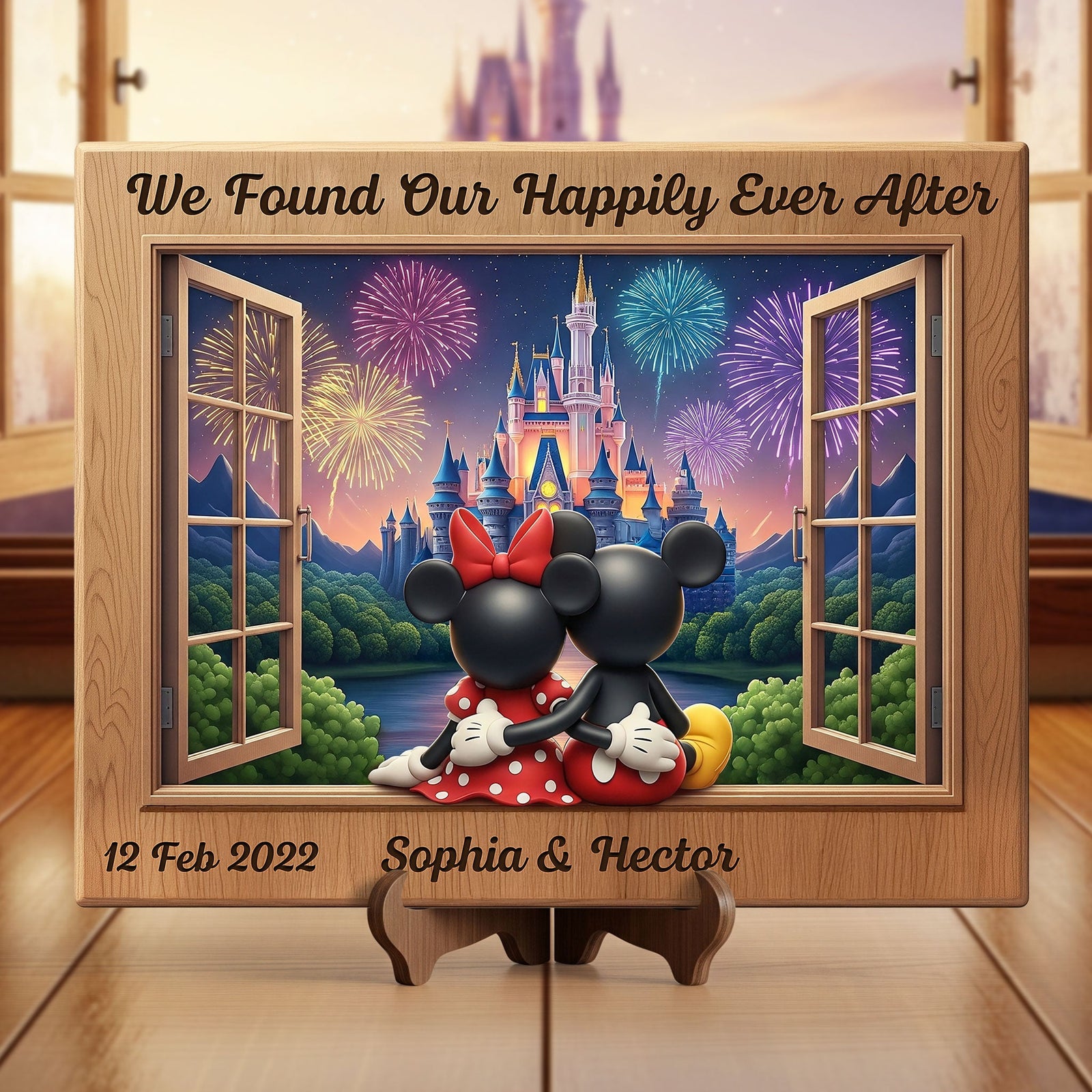 Cartoon Mouse Couple Wood Sign - Personalized Gifts For Couple 01ohti090625-Homacus