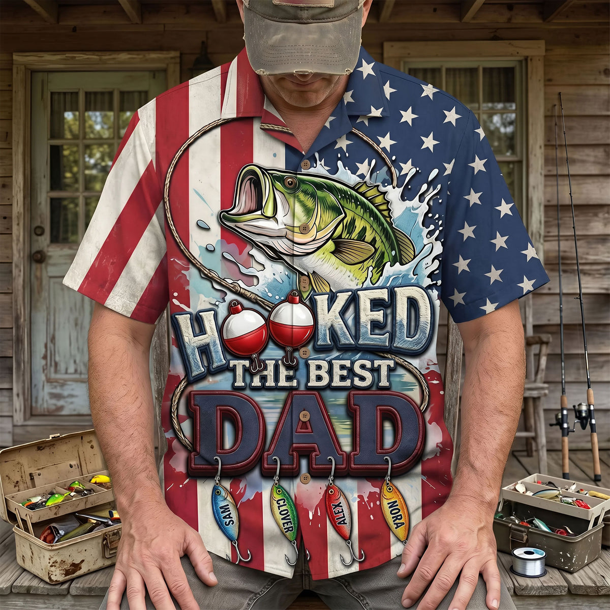 Hooked The Best Dad Hawaiian Shirt Personalized Gifts For Dad 03PATI150426-Homacus
