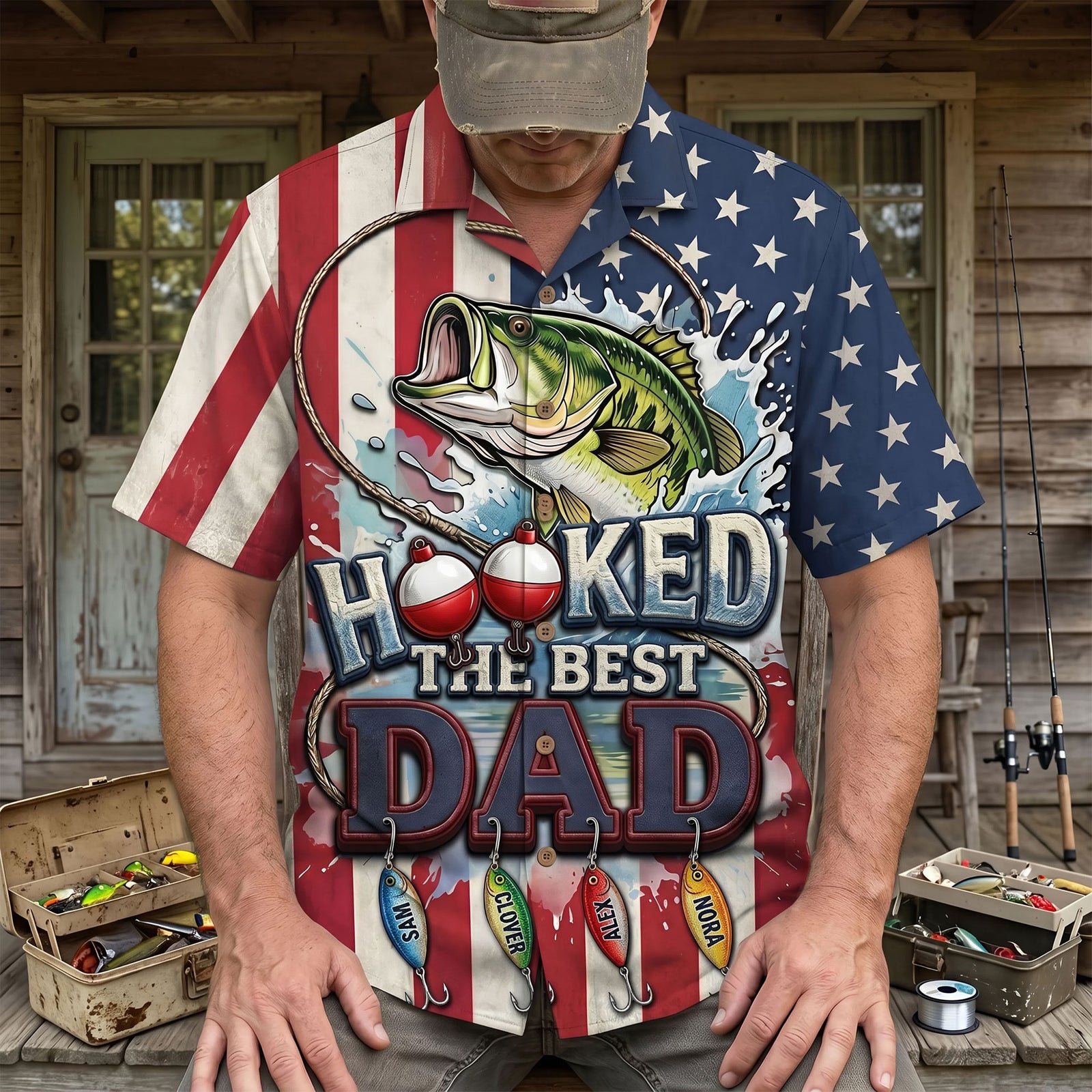 Hooked The Best Dad Hawaiian Shirt Personalized Gifts For Dad 03PATI150426-Homacus