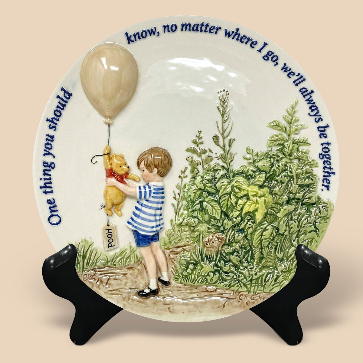 Anniversary Kid And Bear Plate - Personalized Gift For Kids Ceramic Round Plate 02HUTI160125-Homacus