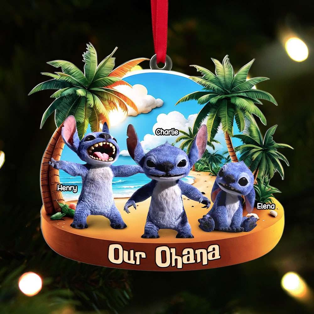 Personalized Gift For Family Ornament, Cute Blue Alien 01QHTI121124-Homacus