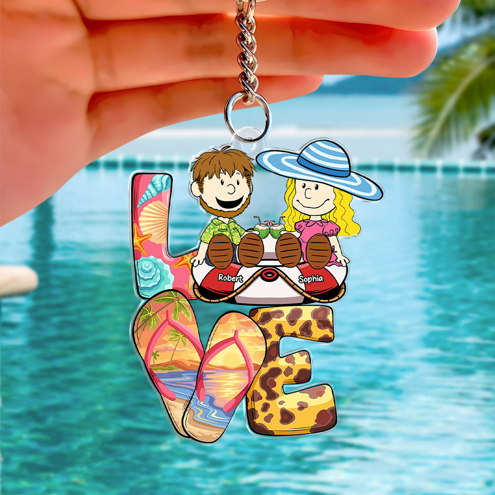 Personalized Gifts For Couple Keychain Summer Beach 01xqti130125pa-Homacus