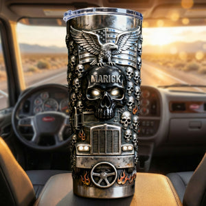 Fierce Trucker Skull Tumbler, Personalized Gifts For Trucker 02qhti080126-Homacus
