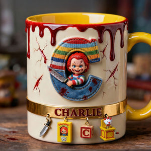 Playful Horror Alphabet Initial Letter Accent Mug, Personalized Gifts For Horror Fan 01QHTI130126-Homacus